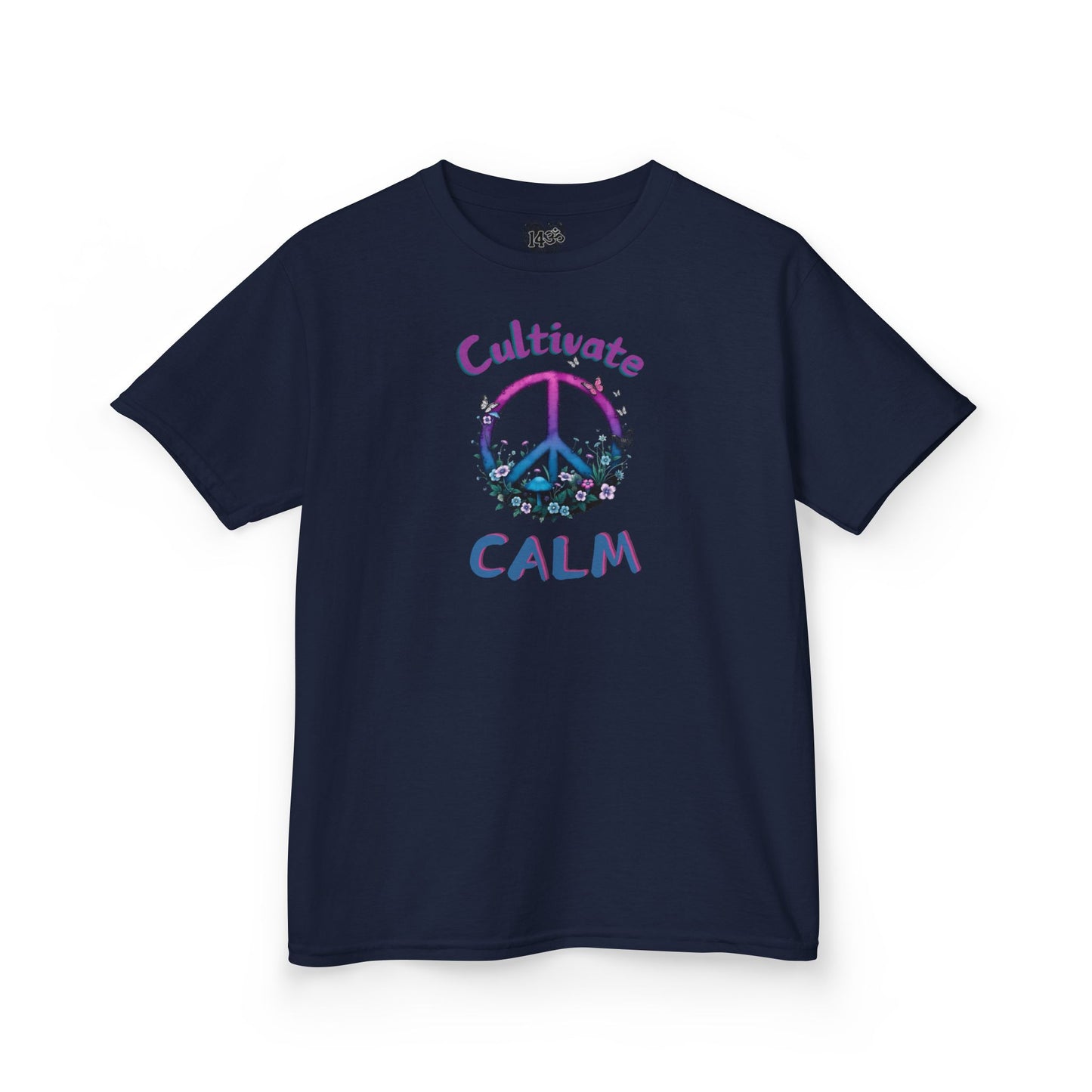 Youth Tee, Cultivate Calm Watercolor Peace Sign & Mushrooms, Nature Shirt, Ombré XS-XL