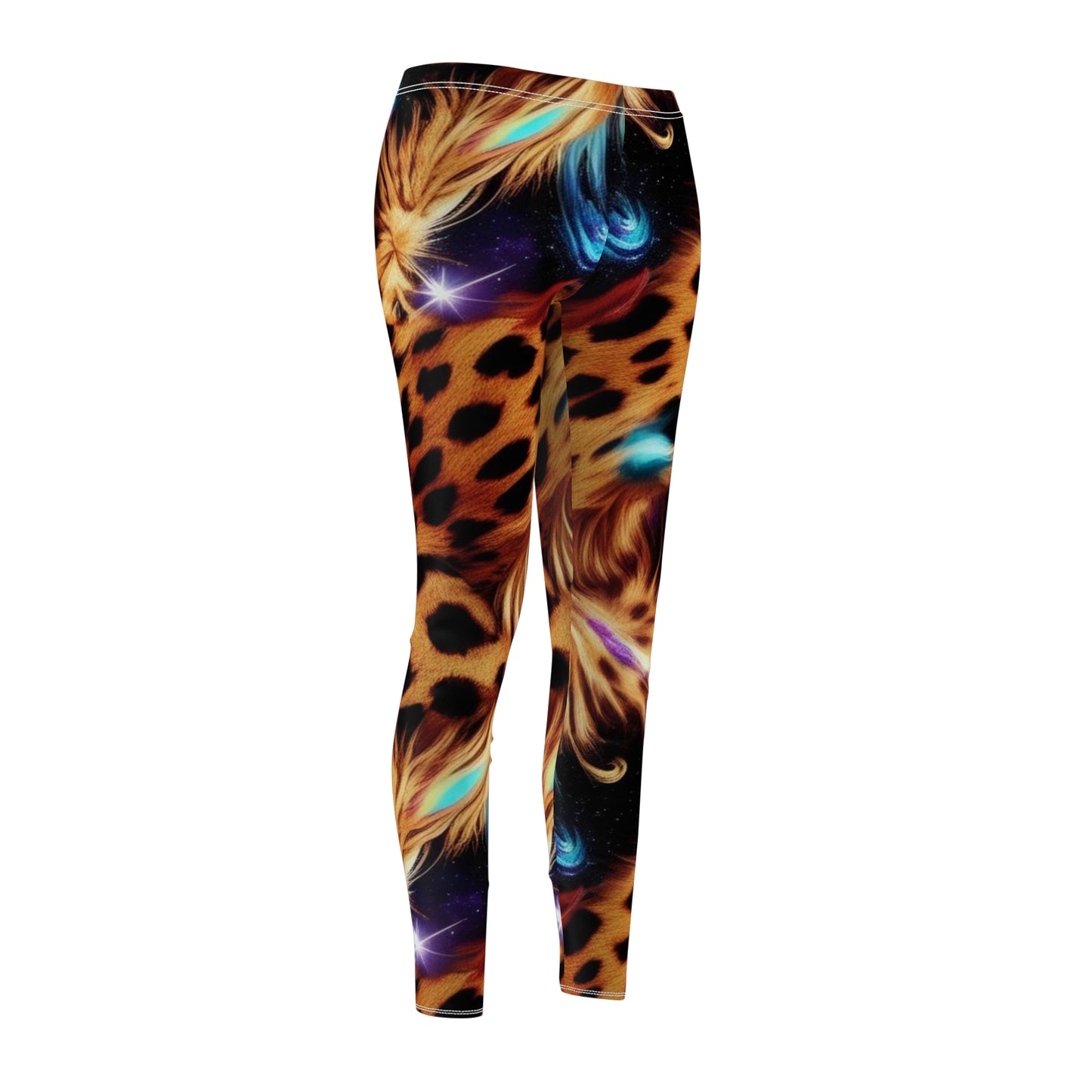 Leggings, Galaxy Cheetah Print Women's Leggings, Space Animal Print Casual Comfort Stretchy Yoga Pants, XS-2XL