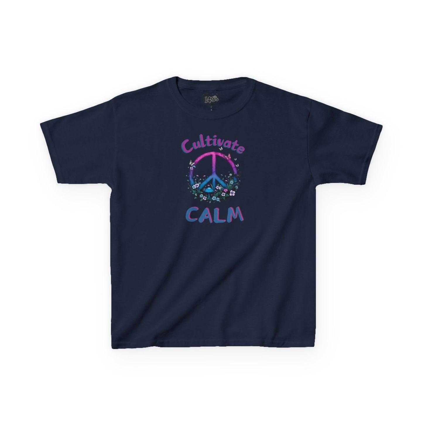 Youth Tee, Cultivate Calm Watercolor Peace Sign & Mushrooms, Nature Shirt, Ombré XS-XL