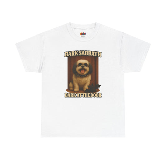 Bark Sabbath “Bark at the Door” Ozzy Tribute Parody Dog Teeshirt Unisex Heavy Cotton Tee Gift Idea