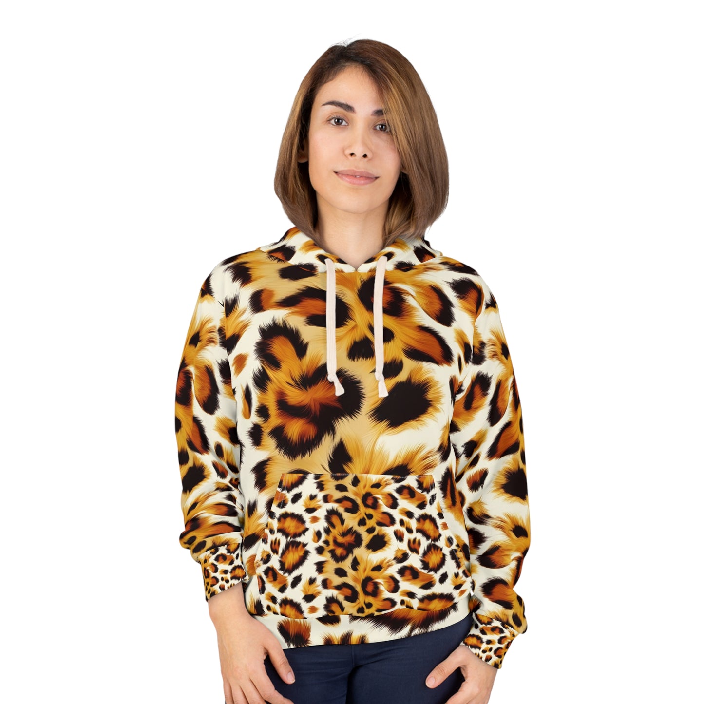 Adult Unisex Cheetah Big Cat Animal Print Pullover Hoodie Casual Comfort Trendy XS-2XL