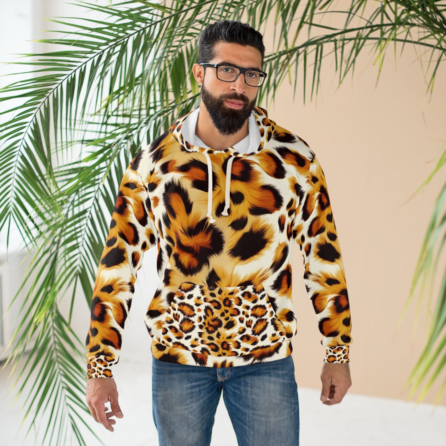 Adult Unisex Cheetah Big Cat Animal Print Pullover Hoodie Casual Comfort Trendy XS-2XL