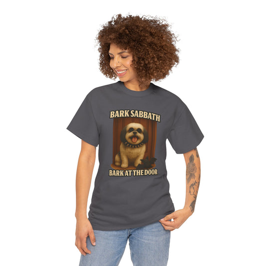 Bark Sabbath “Bark at the Door” Ozzy Tribute Parody Dog Teeshirt Unisex Heavy Cotton Tee Gift Idea